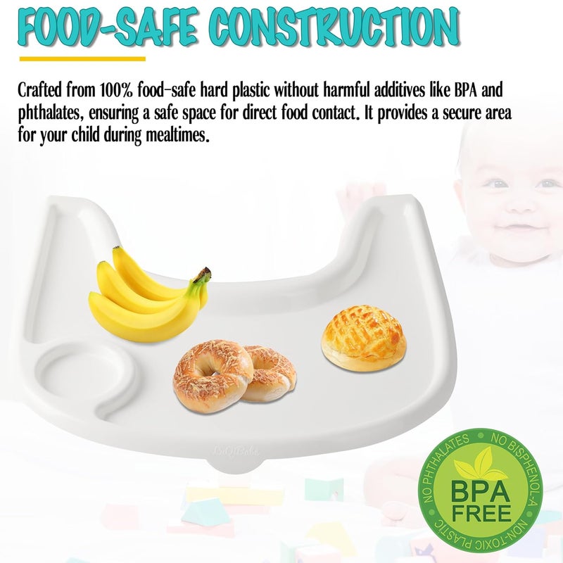 LuQiBabe High Chair Tray Cover Compatible with Stokke Tripp Trapp Chair with Cup Holder - Smooth Surface and Strong Suction - Made with Food-Safe Plastic (BPA BPS BPF Lead Phthalate Free) - White - Image 3